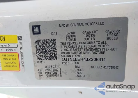 2018 GMC Sierra 1500 from USA, damaged, VIN 1GTN1LEH4JZ306411